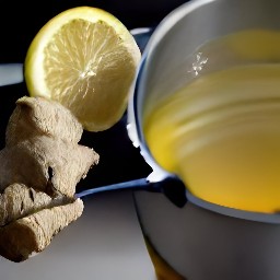 a hot lemon and ginger mixture.