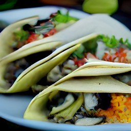 you should have four tortillas filled with baked veggies, topped with grated low fat cheddar and salsa.