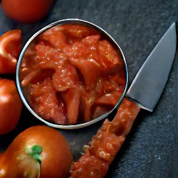 chopped green and red bell peppers, and then canned tomatoes.