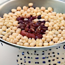 the chickpeas and kidney beans are rinsed and drained.