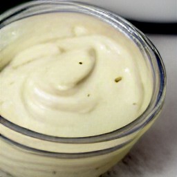 a bowl of garlic mayonnaise.