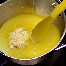 the output is a saucepan of parmesan butter.