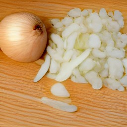 a peeled and chopped onion.