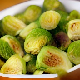a bowl of marinated brussels sprouts.