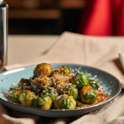 

Vegan, gluten-free, eggs-free, nuts-free and lactose-free soy glazed brussels sprouts make a delicious side dish or stir fry; light yet flavourful!