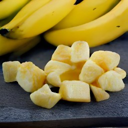the output is a peeled banana cut into 1-inch chunks.