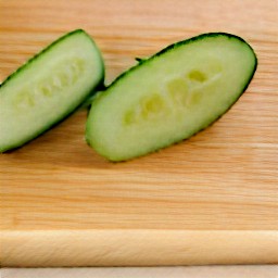 cucumber slices that are thinly cut.