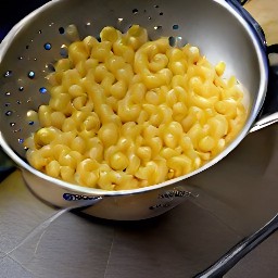 10 cups of water with 1 tsp of salt and macaroni pasta cooked in it for 8 minutes.
