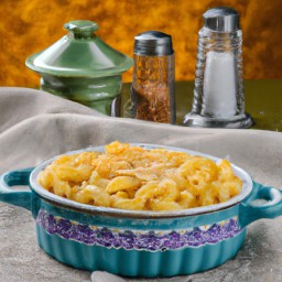 

This delicious, nuts-free macaroni and cheese casserole is an ideal lunch option. It's made with creamy cheddar cheese, eggs, whole milk, and crunchy cracker crumbs for a comforting meal.