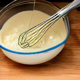 the output is a bowl of batter made from eggs, all-purpose flour, salt, granulated sugar, and whole milk.