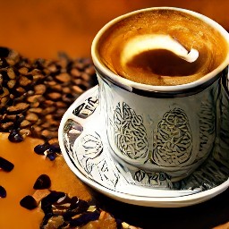 the coffee is transferred to a turkish coffee cup.