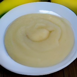a mashed banana on a plate.