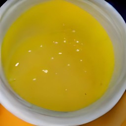 a bowl of whisked eggs.