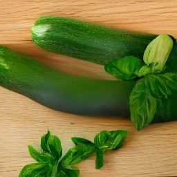 chopped basil and cut zucchinis.