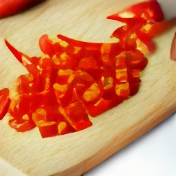 chopped red chili peppers with the seeds removed.