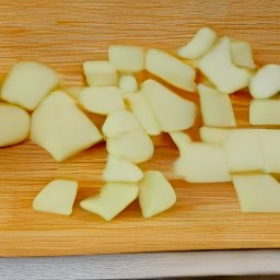 the peeled parsnips are chopped.