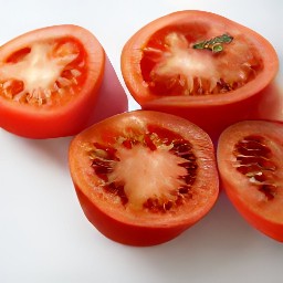 the tomatoes are cut in half.