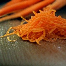 coarsely shredded carrots.