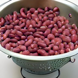 the kidney beans are drained in a colander.