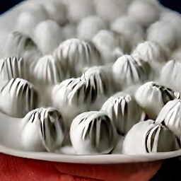 a plate of white oreo balls that have been chilled in the fridge for 60 minutes.