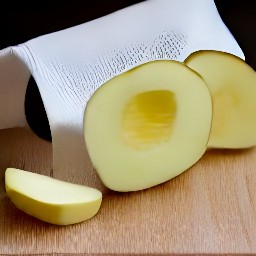 the red potato halves are dried with a paper towel to remove any moisture.
