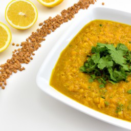 
Lemon flavored yellow lentils is a nutritious, eggs-free and nuts-free lunch made of lentils cooked in vegetable broth for a zesty flavor.