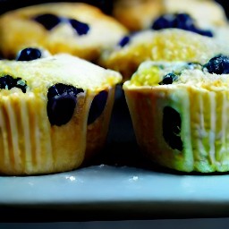 the blueberry and lemon muffins are removed from the tin after 5 minutes.