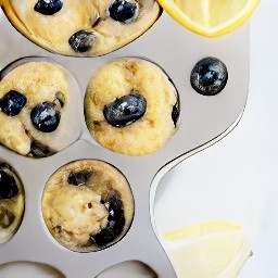 the muffin mixture is divided into the muffin tin 2/3 full.