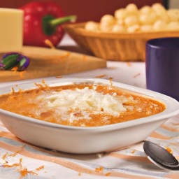 

Fiesta Soup is a delicious Mexican dinner soup that's gluten-free, eggs-free, nuts-free and soy-free. It's made of wholesome ingredients like whole kernel corn, black beans and cheddar cheese topped with sour cream.