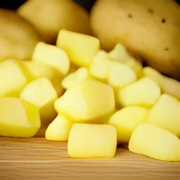 peeled potatoes in cubes.