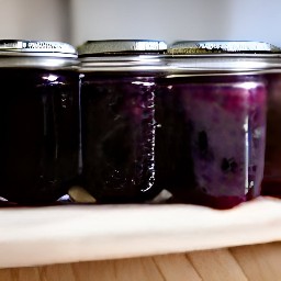 the blueberry lemon jam is divided into jars and covered with lids.