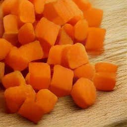 the carrots peeled and then diced.