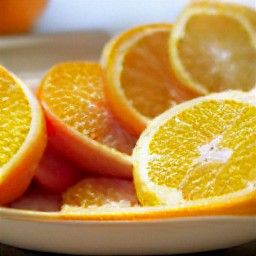 the syrup drizzled over the orange slices.