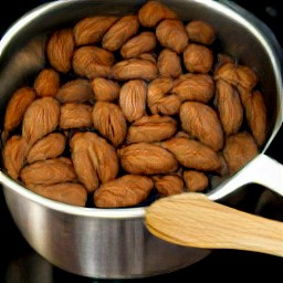 toasted almond halves.