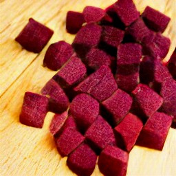 peeled and diced beets.