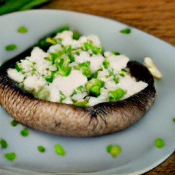 a portabello mushroom filled with cheese.