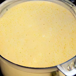 the output is a dressing made from basil, olive oil, parmesan cheese, garlic, and toasted pine nuts.