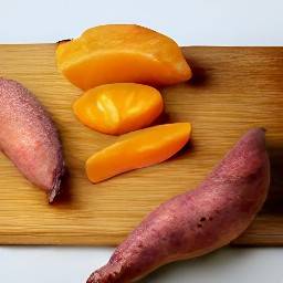 peeled sweet potatoes.
