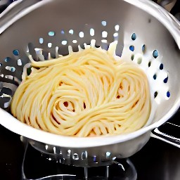 the pasta drained of water.