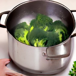 two cups of boiled water with broccoli.