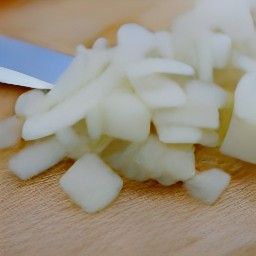 a peeled and chopped onion.
