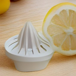 the lemon juice comes out of the lemon and into the squeezer.