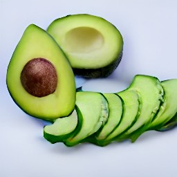 the output is a peeled, destoned and sliced avocado.