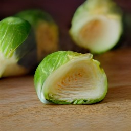 trimmed brussels sprouts that are cut in half and chopped walnuts.