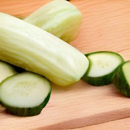 a cucumber is peeled with a peeler.