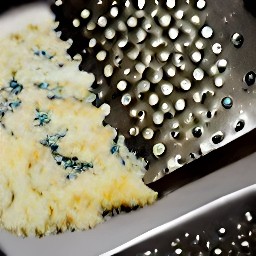 the output is a pile of grated vegetarian blue cheese.