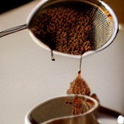 a pot of coffee with ground coffee, cardamom, and saffron.