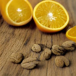 one cup of orange juice and one peeled and segmented orange with chopped walnuts.