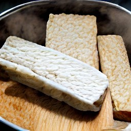 steamed tempeh chunks.