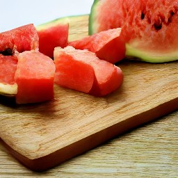 a peeled and chopped watermelon.